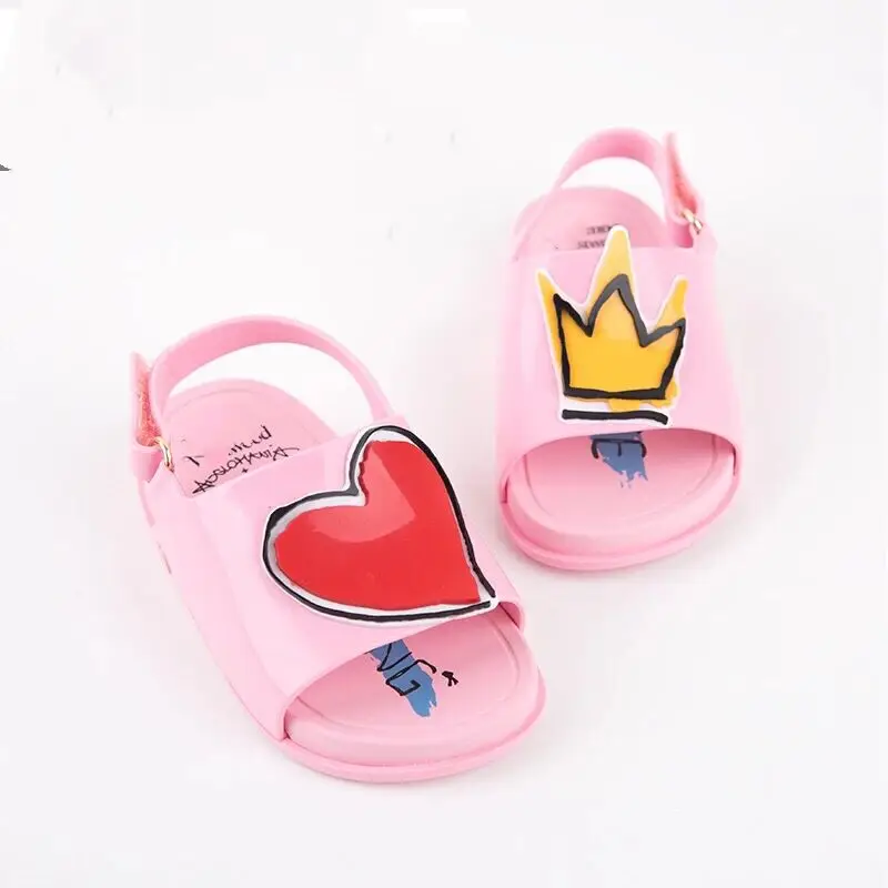 Мини Мелисса Корона и красное сердце желе сандалии для девочек Melissa Infantil Menina
