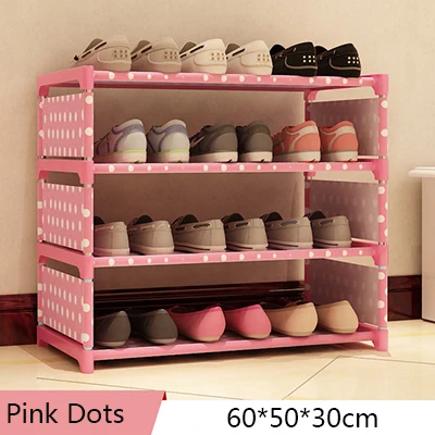 pink 4 layer Простой стеллаж для обуви ментальный многослойный стеллаж хранение обуви современный минималистичный пылезащитный нетканый шкаф для обуви - Цвет: pink 4 layer