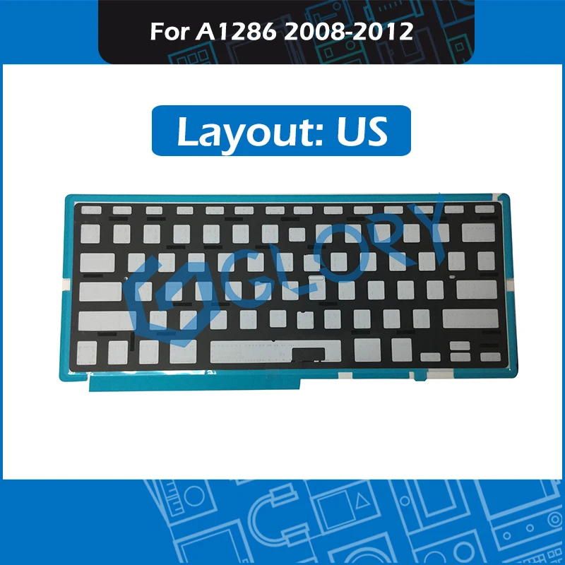 

20 шт./лот A1286 клавиатура подсветка для Macbook Pro 15,4 "2008-2012 US клавиатура с подсветкой замена