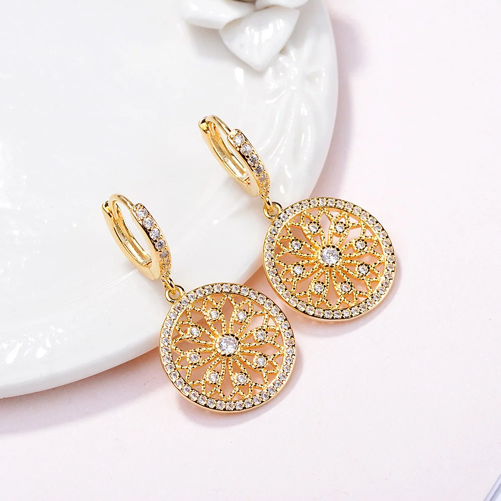 

MEYRROYU New Style 925 Sterling Silver Retro Silver Gold Dream Catcher Pendant Round Girl Earrings Fashion Party Jewelry