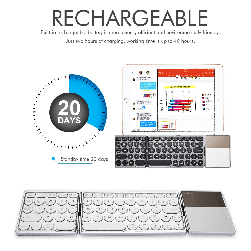 Mini Bluetooth Keyboard with Trackpad Folded Case for Tablets and Smartphone Work iOS Android Windows | Компьютеры и офис