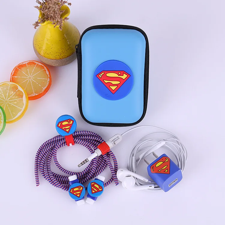 Новые Мультяшные наушники чехол протектор для наушников для iphone 5 6 7 8 USB кабель для передачи данных Стикеры для намотки спиральный usb-шнур с зарядным устройством для iphone