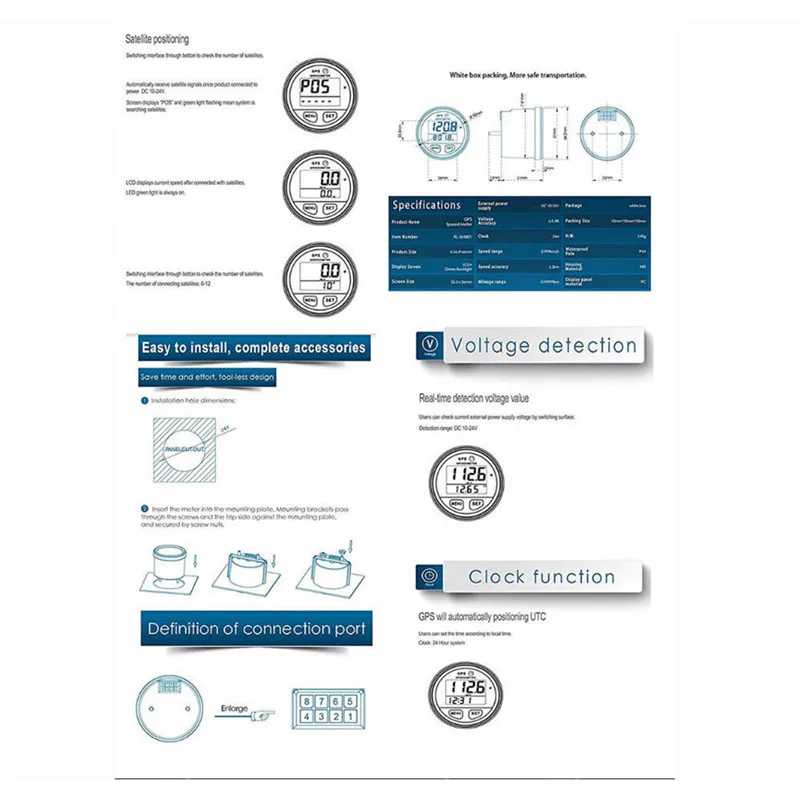 Новый мотоцикл GPS Спидометр Одометр портативный подходит для UTV морской лодки
