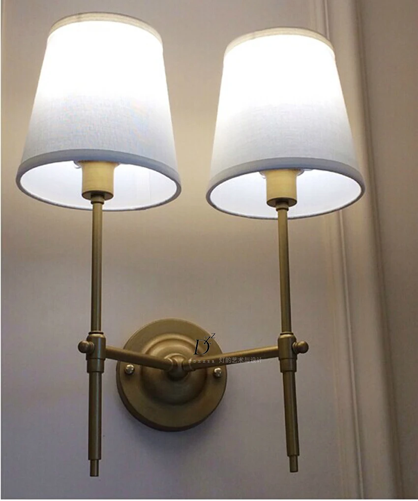 Nordic American country IKEA retro fashion wrought iron wall sconce lamp bedside aisle lights hall mirror front lamps study |