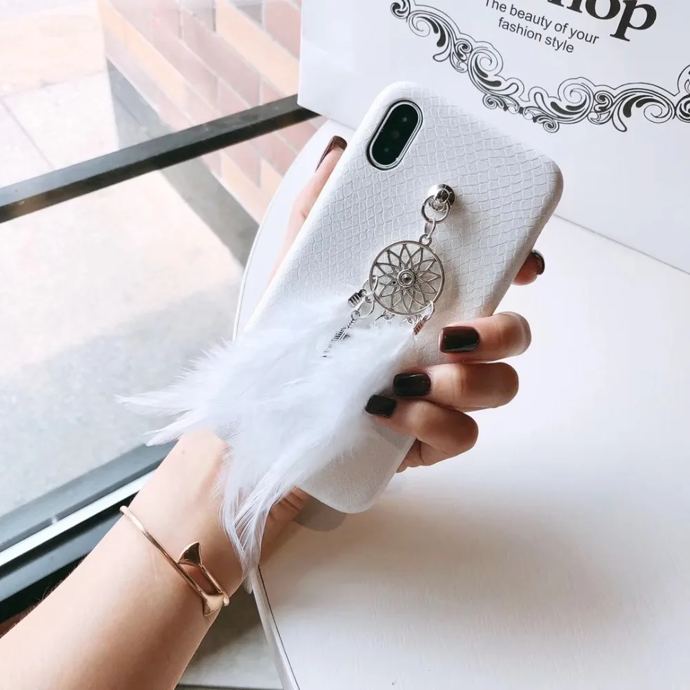 Перо кулон Ловец снов Мода Новое поступление чехол для apple iphone 6 6s P Плюс 7 8 х Мягкий