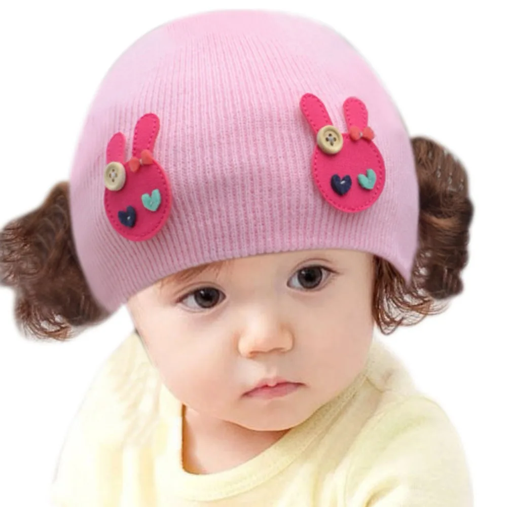 Baby Hats Knitted Funny Props Boys Accessories Infant For Wig With Newborn Cap Winter Girls Photography | Детская одежда и обувь