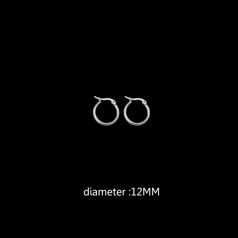silver 12mm Не линяет цвет нержавеющая сталь серьги para as mulheres круглые серьги титановые маленькие серьги-кольца для женщин - Окраска металла: silver 12mm