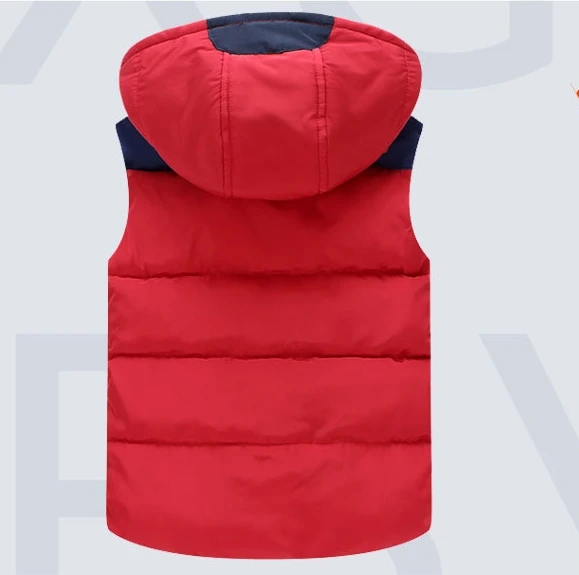 

Winter Boys Vest Kid Waistcoats Boy Contrast Color Down Coat For Kids Horn Button Boy Outwear Autumn Baby Vest Warm Hooded Coat