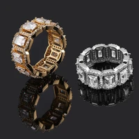 dnschic iced out hip hop ring cz zirconia ring of rectangular zircon fashion jewelry for men and women