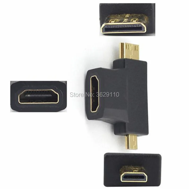 Высококачественный позолоченный кабель 3 в 1 1080P 4 Micro HDMI / Mini штекер гнездо