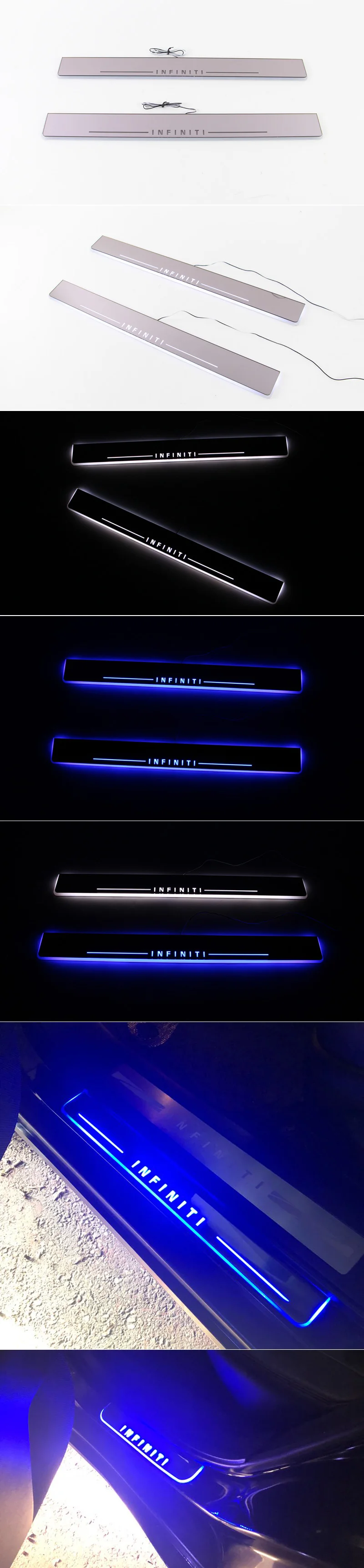 SNCN 4PCS Car LED Door Sill For Infiniti FX35 FX37 FX30 FX50 Ultra-thin Acrylic Dynamic LED Welcome Light Scuff Plate Pedal
