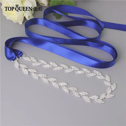 Royal blue TOPQUEEN, S198-S, свадебный пояс, свадебные пояса, Стразы для свадебного пояса, вечернее платье, пояс, женские Стразы, ремни для свадебного платья - Цвет: Royal blue
