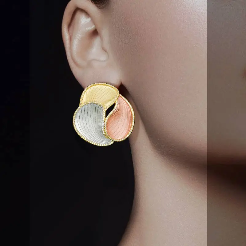 ModemAngel Роскошные вращающиеся модные серьги с цветком медные три тона цветные