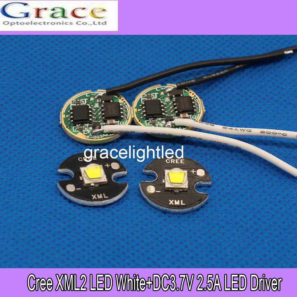 2 комплекта светодиодный эмиттер Cree XML2 10 Вт 16 мм + 3 7 в пост. Тока 5 светодиодный|led