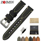 Ремешок наручные часы ZLIMSN мужской из натуральной кожи, толстый кожаный браслет с металлической пряжкой из нержавеющей стали, зелёный коричневый, 20 22 24 26 мм
