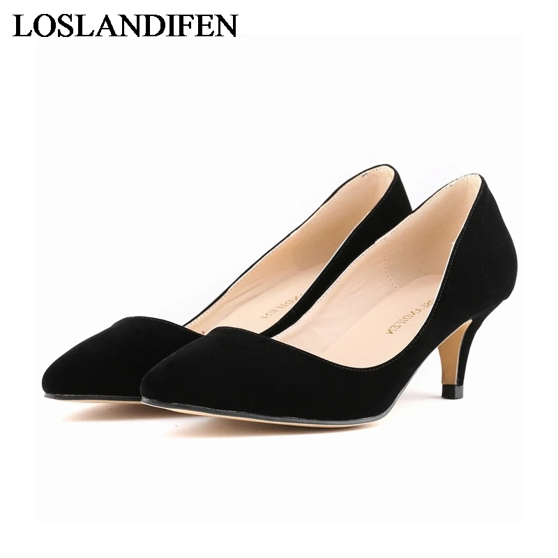 

2020 New Classic Basic Fashion Woman Pumps Pointed Toes Sexy Thin High Heels Brown Black Party Dress Flock Shoes NLK-C0027