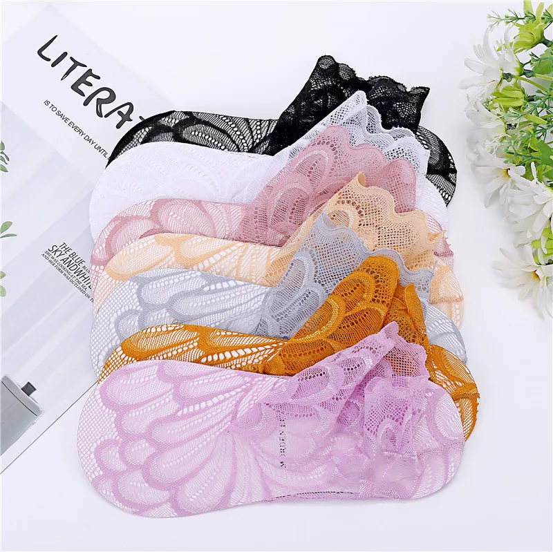 Кружевные носки для женщин летние кружевные силиконовые Нескользящие невидимые