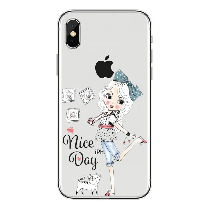 Hot Hand-painted Couple Cartoon Mobile Phone Shell For iPhone XS Max 8Plus 7 6SPlus X 5S Silicone Hand-drawn Girl Cover | Мобильные