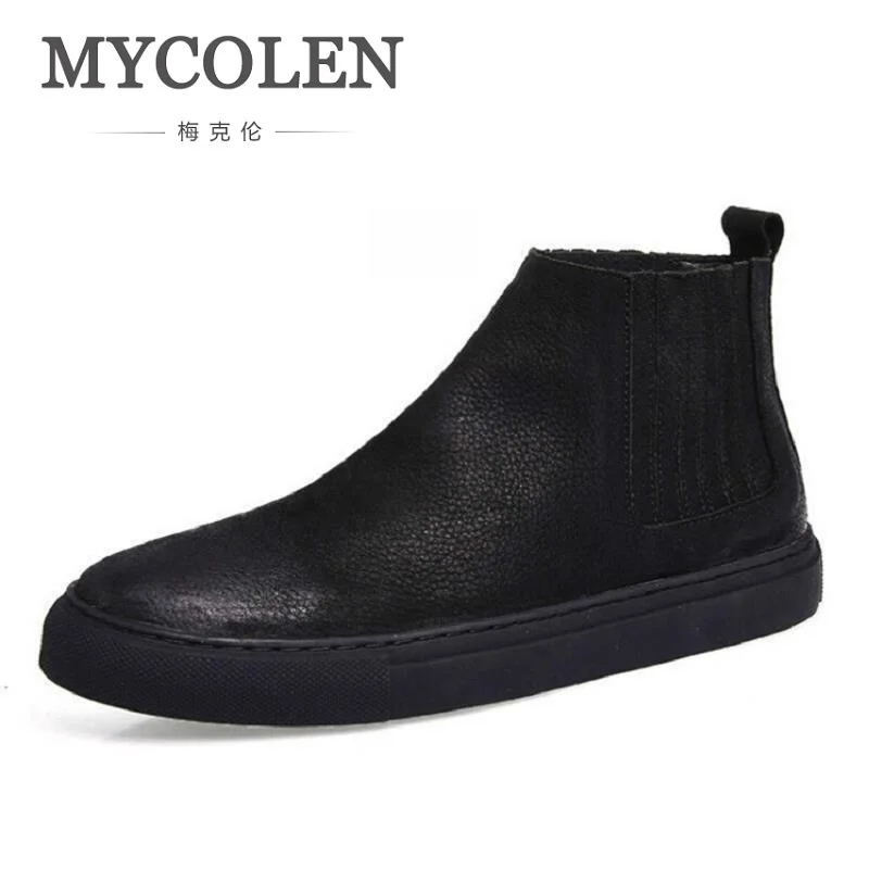 MYCOLEN/зимние ботинки мужские Челси из коровьей кожи зимняя мужская обувь зимние