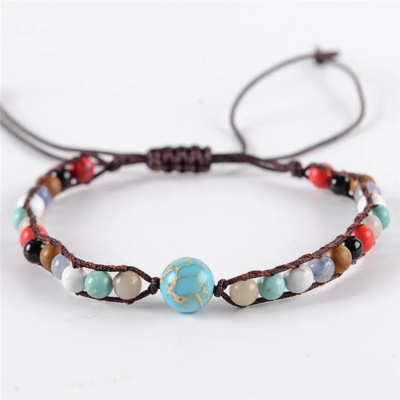 

Unique Wrap Chakra Bracelet Jewelry Multi Color Natural Stone Beads Fashion Bracelet Handmade Yoga Bracelets Christmas Gifts