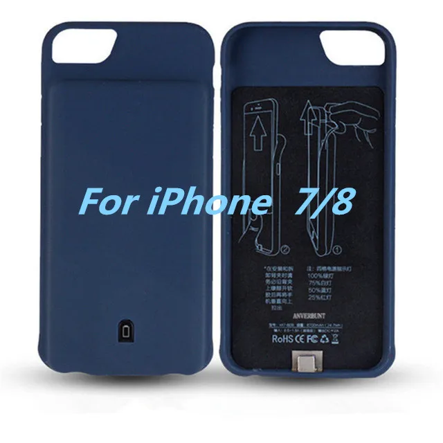 ZKFYS 4500 мАч большой емкости портативный внешний аккумулятор чехол для iPhone 7 8 ультра тонкий быстрое зарядное устройство крышка батареи - Цвет: Синий