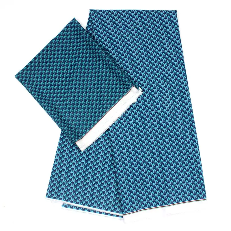 

Digital african wax pattern silk fabric hot selling printed wax design silk fabric for woman party dress 4+2 yards S180510