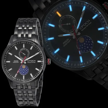 quartz watch p5 Epoch Мужские кварцевые часы мужские часы лучший бренд класса люкс T100 Тритий Светящиеся saat moon phase relogio masculino reloj hombre 6021GS - Цвет: quartz watch p5