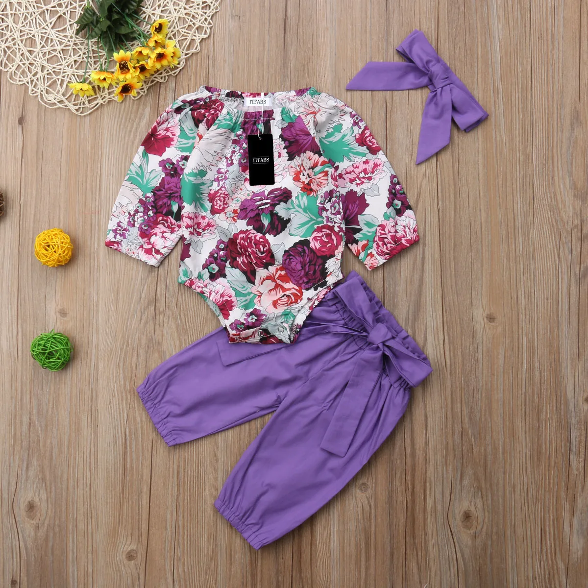 

Newborn Baby Girls Tops Romper Floral Pants Leggings Outfit Set Clothes hot baby girl autumn 100% cotton jumpsuit romper