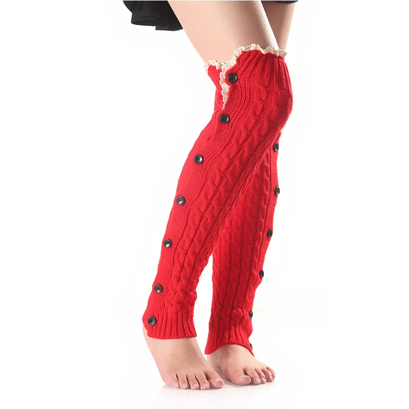 Длинные кружевные гетры женские выше колен однотонные Модные осенние вязаные
