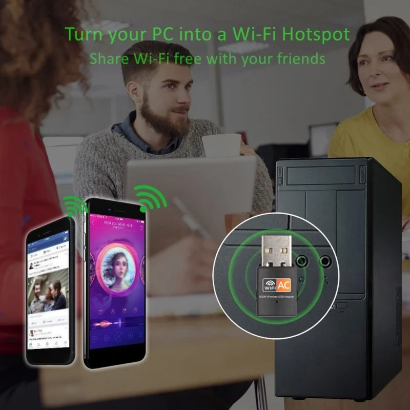 600 Мбит/с Беспроводной сетевая карта Ethernet антенна Wi-Fi приемник USB LAN AC Dual Band 2,4G 5 ГГц USB адаптер Wi-Fi для ПК Wi-Fi Dongle