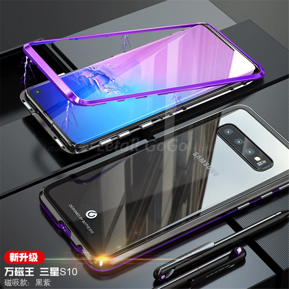 Полный корпус защитный чехол для телефона для samsung Galaxy Note 10 Plus Магнитный чехол для samsung S10 Note10 Plus металлический чехол Bumber