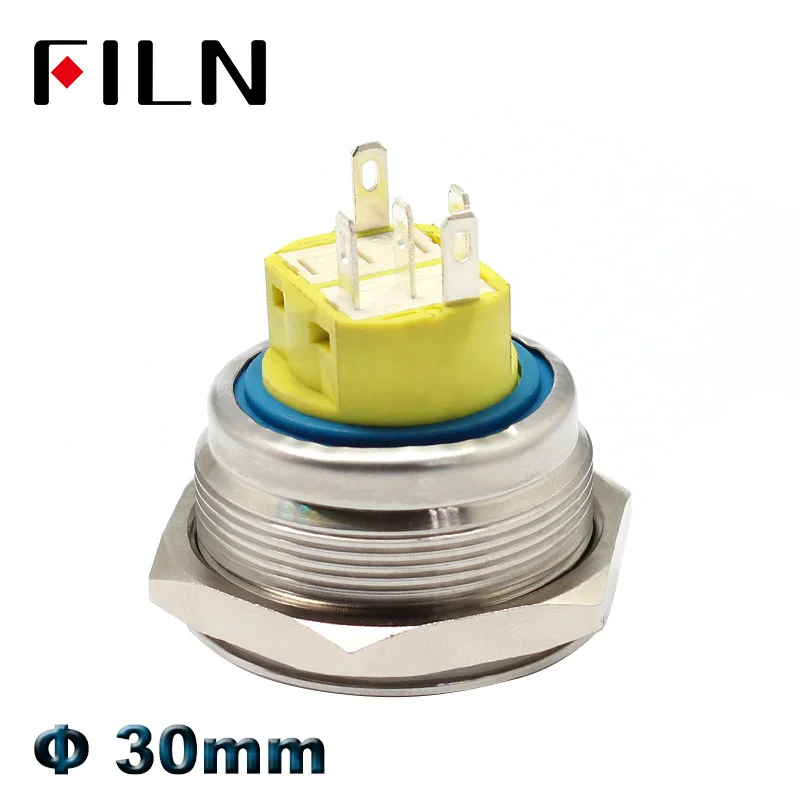 30mm red bi-color RGB led Metal Push Button Switch momentary latching waterpoof 2no2nc pushbutton switch on off stainless steel |