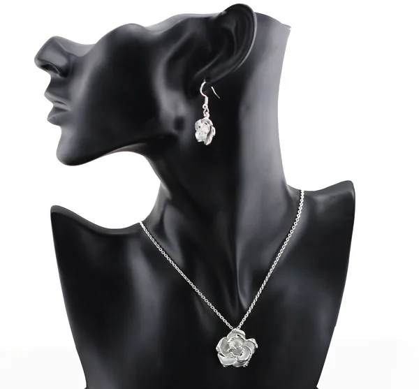 black golden rose flower necklace earrings Jewelry set dropshipping new arrival fashion brand quality lover gift bithday summer | Украшения