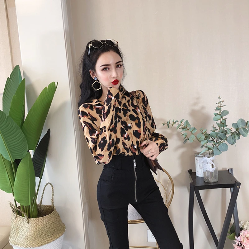 

Women Chiffon Shirt Blouse Leopard femme donne camicetta Blusa de mujer