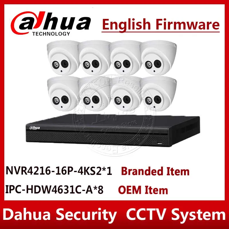 Камера безопасности Dahua 6 МП IP камера 8 шт. IPC-HDW4631C-A OEM и 16CH 16POE P2P NVR4216-16P-4KS2