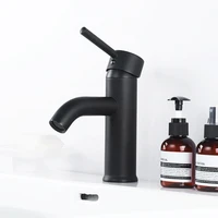 matte black brass basin faucet bathroom sink cold and hot water mixer tap bath tap single hole single handle deck mounted