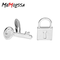 memolissa 3 pairs formal silvery key lock cufflinks for mens suits buttons wedding french grooms shirt cuff links button
