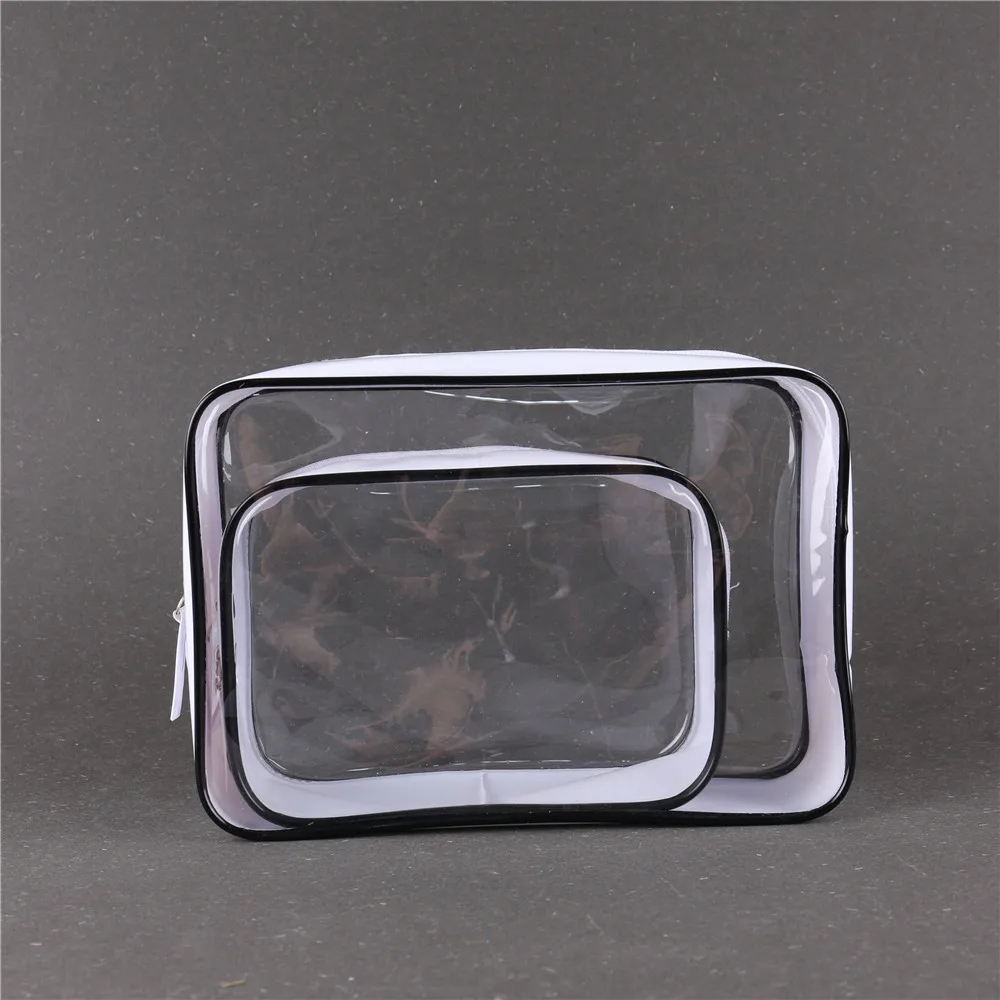 DEZEMIN белая прозрачная косметичка с двойной молнией 2 размера|Косметички| |