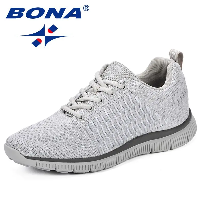 LIGHT GREY BONA/Новинка; модная популярная мужская повседневная обувь; дышащие Туфли-кроссовки на шнуровке; удобные мужские кроссовки; светильник; zapatillas hombre - Цвет: LIGHT GREY