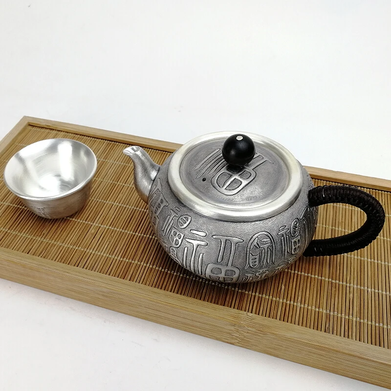 Чистое серебро изысканны teteapot чайники чайная чашка китайский чайный набор кунг