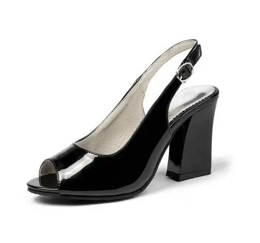 Dousin Partin Women Sandals PU Leather Square High Heel Slingback Sexy Peep Toe Buckle Fashion Concise Pumps Summer | Обувь