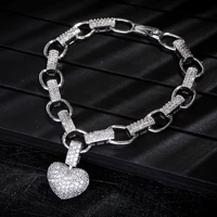 luxury heart link chain bracelets bangles cubic zircon cz vintage bohemian cuff bracelets for women femme fashion jewelry s0750