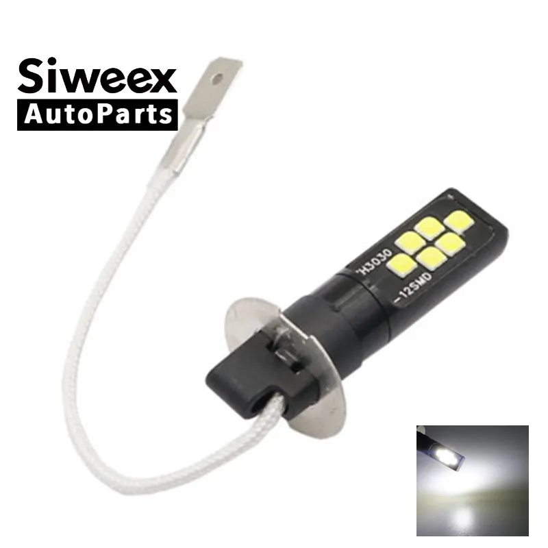 Супер яркий H3 светодиодный 12 SMD 3030 автомобиль для вождения автомобиля головной