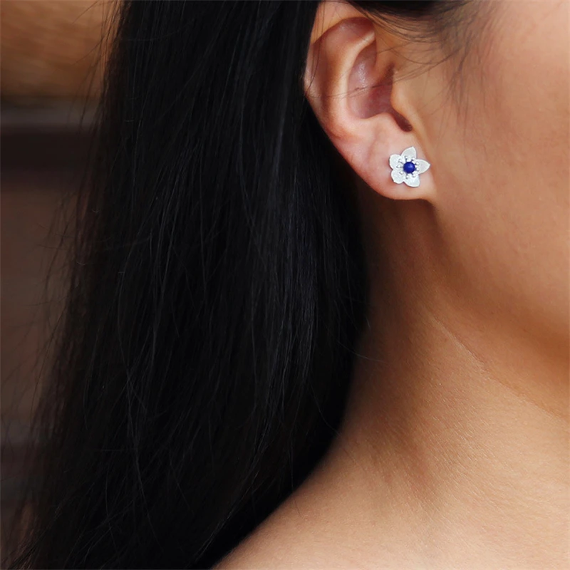 Lotus Fun Реальные Стерлингового Серебра 925 Природных Ляпис ручной работы Fine Jewelry