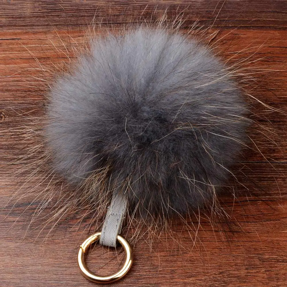 LFPU Colorful 15CM Fluffy Genuine Raccoon Fur Keychain Women Bag Pendant Ball Keyring Handbag Pompom Jewelry | Украшения и