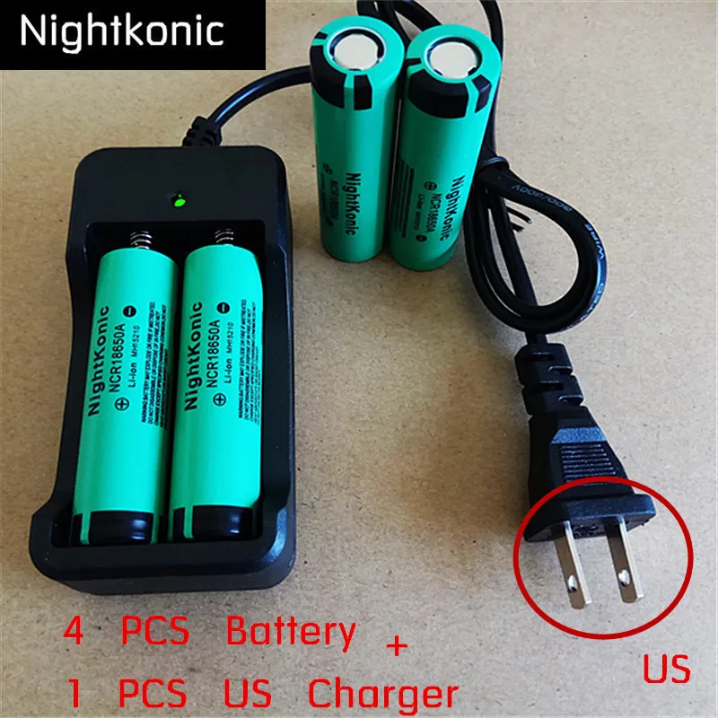 US 2 slot Charger Оригинальная Nightkonic 1 шт. зарядное устройство с разъемом EU 2/4+ 4 шт./партия 18650 Аккумулятор 3,7 в литий-ионная аккумуляторная батарея N с плоским верхом - Цвет: US 2 slot Charger