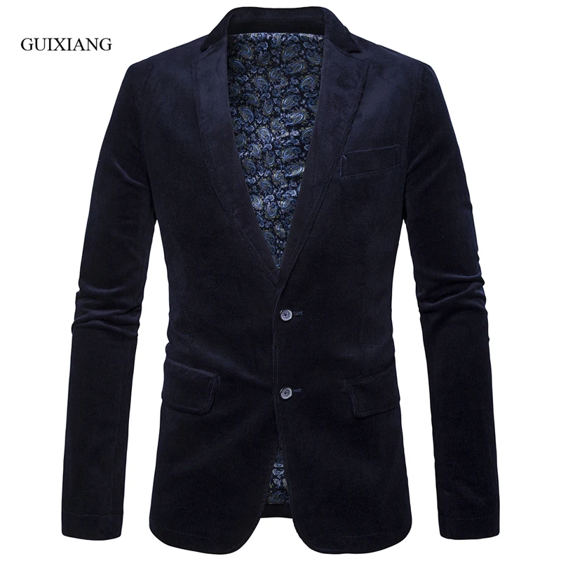 Мужской вельветовый Блейзер повседневный разноцветный однобортный пиджак весна