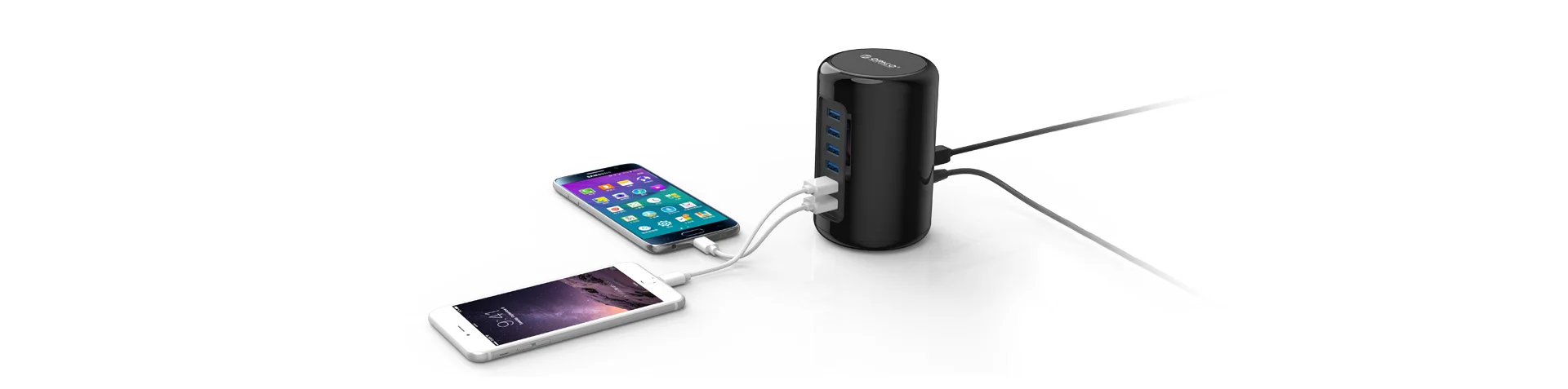 4 порта USB3.0 цилиндрический концентратор разветвитель с кабелем для передачи данных и 2 зарядными портами USB разветвитель несколько систем sup порт ed, RH4CS