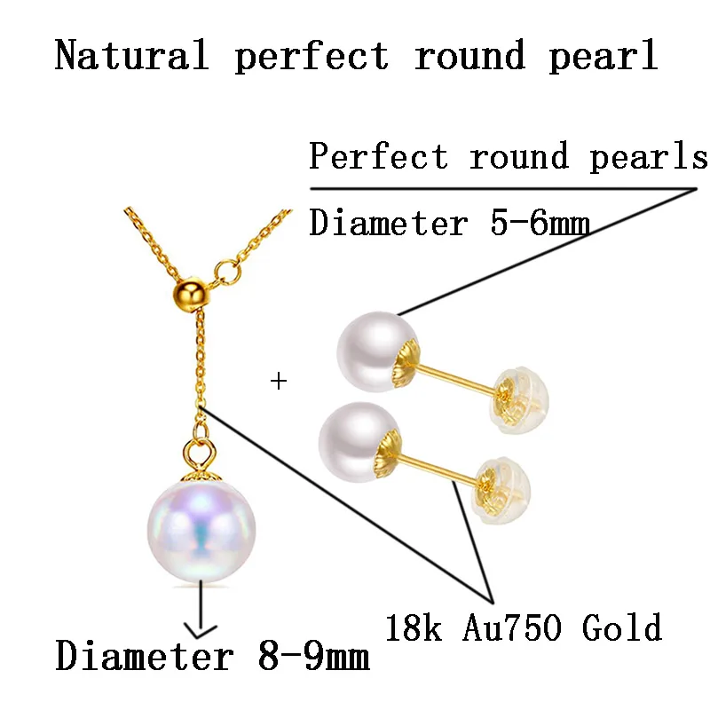 Sinya Классическая AU750 18 К серьги с золотым жемчугом ожерелье fine jewelry комплект для женщин девушки lover с естественный идеально круглый жемчуг