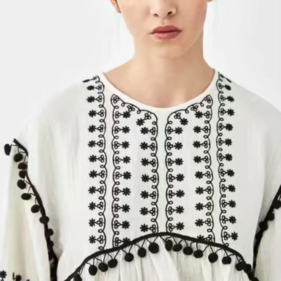 Вышивка Повседневное короткие женские рубашки Blusas Femininas Elegante укороченный топ Для